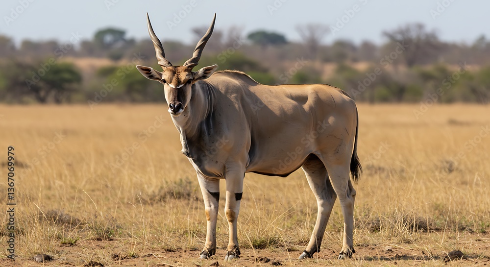 Naklejka premium Majestic Eland Antelope in African Savanna