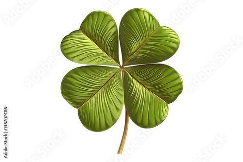 The Enchanting Symbol of Luck: A Vibrant Four-Leaf Clover isolated on transparent background  photo