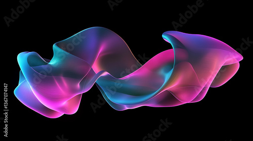 twisting 3d fluid ribbons glowing on black background