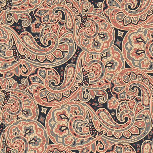 seamless paisley pattern on grey background