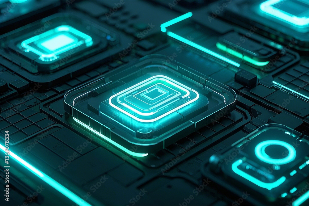 Fototapeta premium electronic circuit board with processor