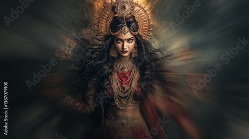 a fierce avtar of goddess durga photo