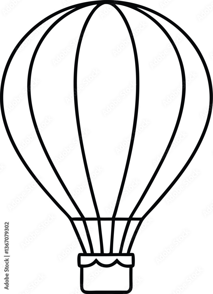 Hot air balloon line art vector, Hot air balloon icon vector Hot air balloon line art vector, Hot air balloon icon vector