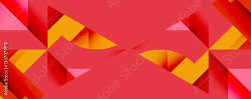 Abstract geometric composition with interlocking circular and angular shapes, featuring smooth gradients and sharp contrasts on a white background