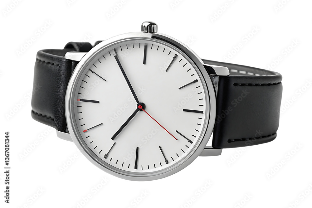 The Perfect White Wristwatch with Leather Strap .Timeless Elegance watch isolated on white background . An elegant wrist watch illustration on white The Perfect White Wristwatch with Leather Strap .Timeless Elegance watch isolated on white background . An elegant wrist watch illustration on white