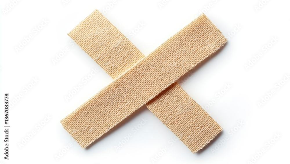 Adhesive bandages crossed in an X shape Adhesive bandages crossed in an X shape