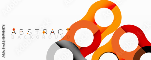 Abstract composition with intertwined circular and tubular forms creating fluid structure with gradients, depth, and sharp contrasts