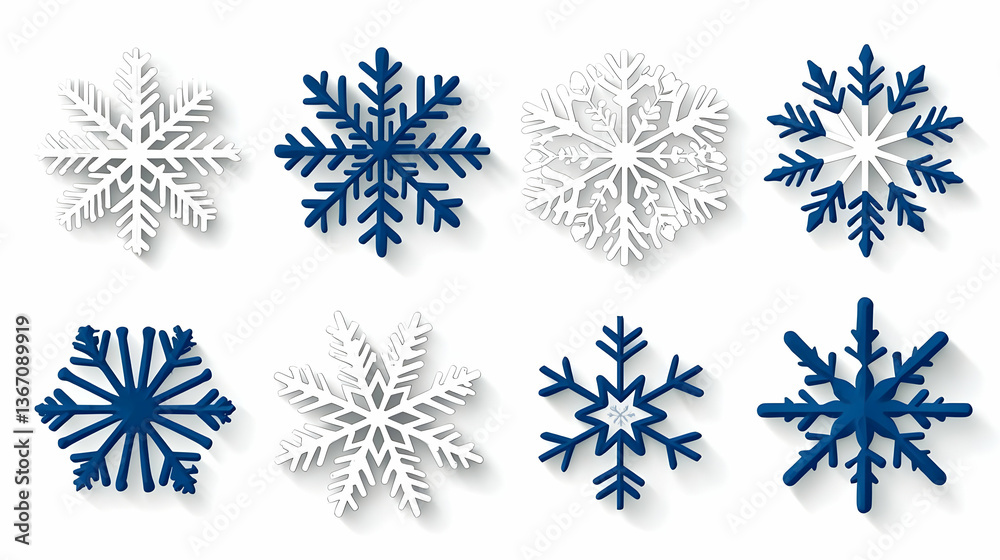 Elegant Snowflake Pattern on Transparent Background for Seasonal Designs Elegant Snowflake Pattern on Transparent Background for Seasonal Designs