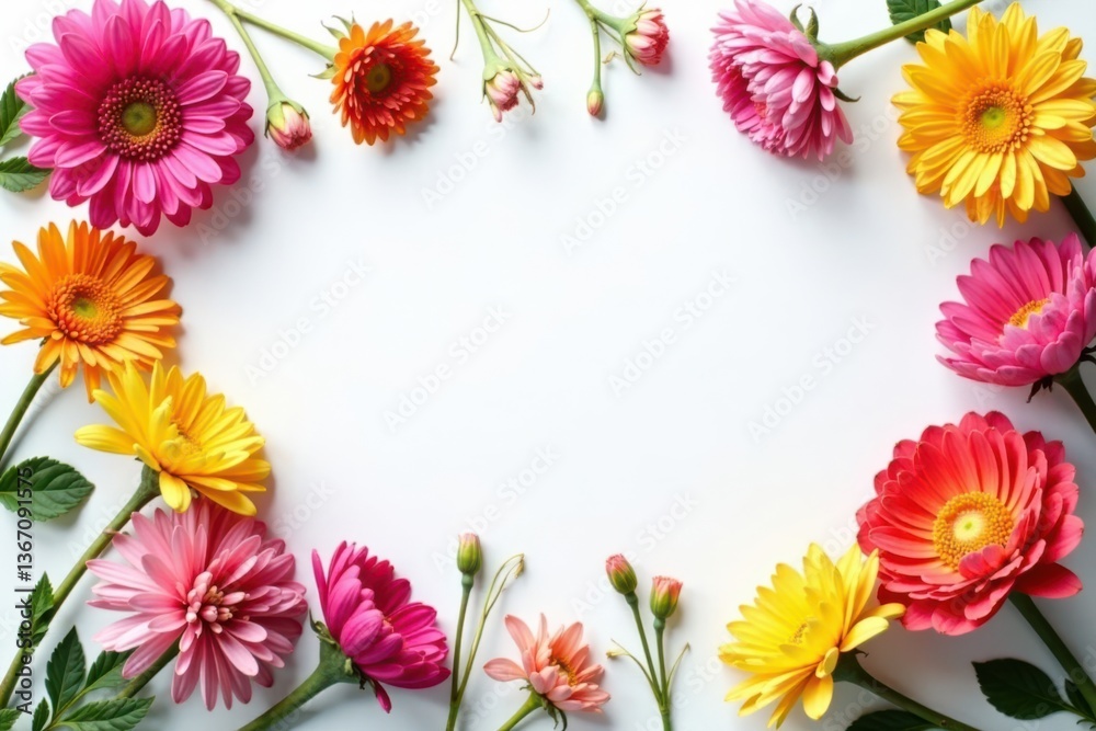 Fototapeta premium Stunning mixed flower decor on white background, white background, decorative elements