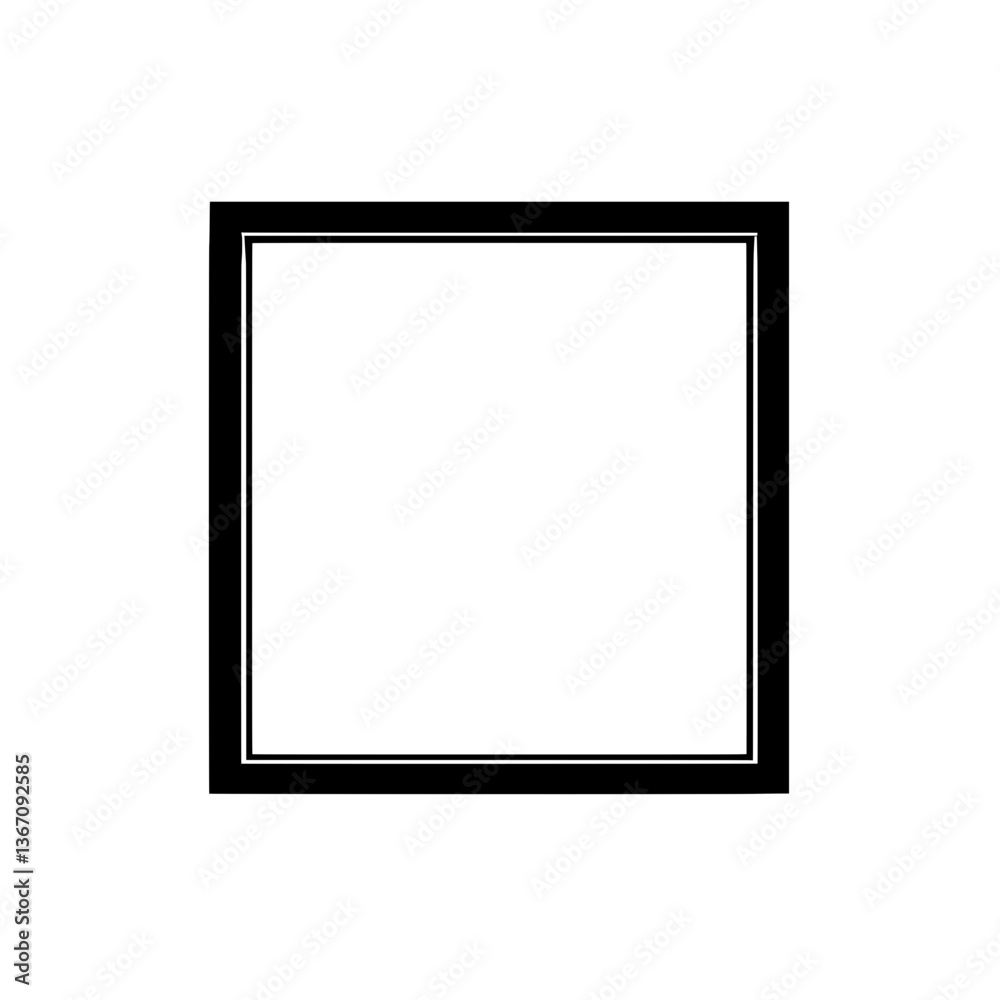 Minimalist square frame outline in black and white for modern and abstract design use. Minimalist square frame outline in black and white for modern and abstract design use.