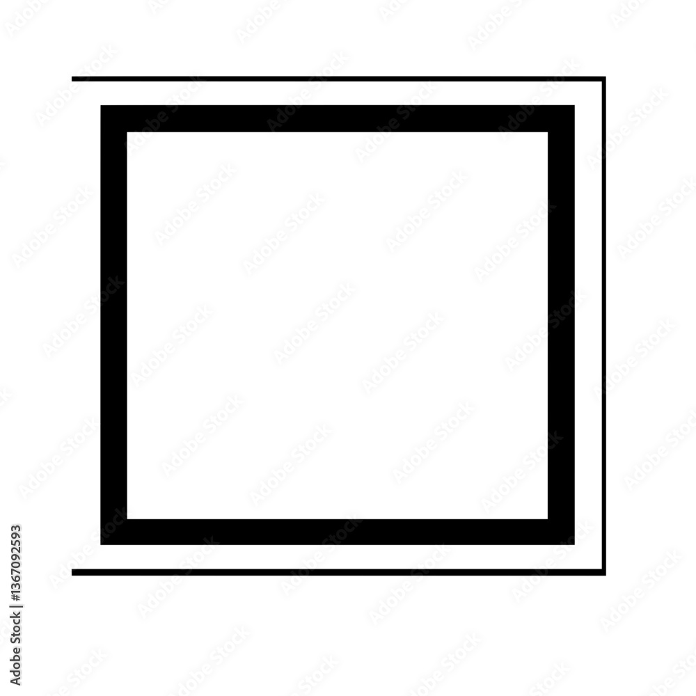 Bold black and white square frame outline with a minimalist and modern aesthetic. Bold black and white square frame outline with a minimalist and modern aesthetic.