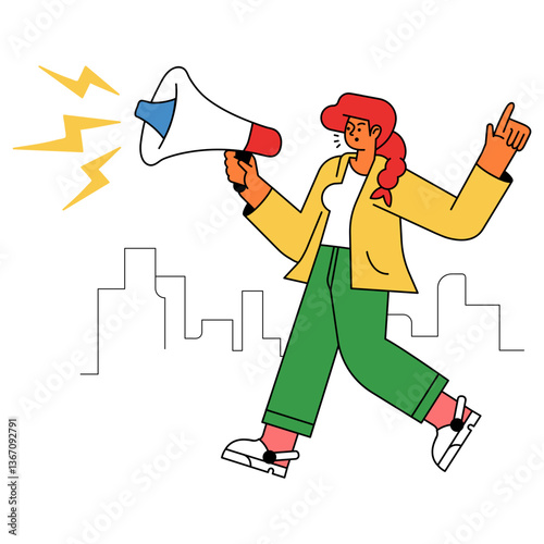 businessman shouting through megaphone