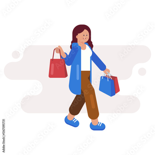 happy woman with shopping bags