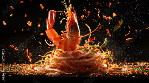 Spicy Shrimp and Noodles Dish photo