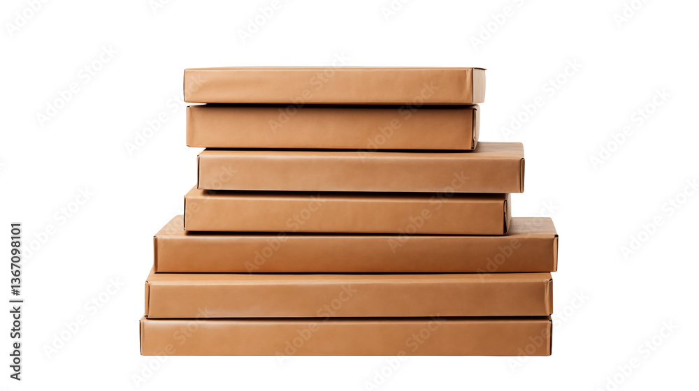 Stack of cardboard boxes on a black background in studio Stack of cardboard boxes on a black background in studio