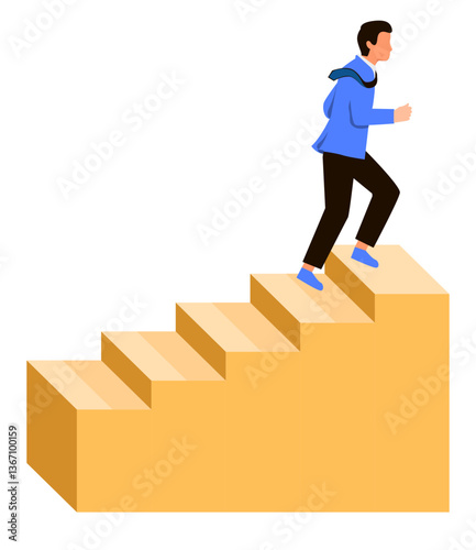 businessman climbing ladder
