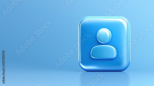 Modern blue user icon, simple person silhouette symbol for digital profiles and online platforms
