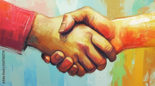 Wallpaper Mural Close-Up of Handshake Between Two People in Casual Clothing Outdoors Torontodigital.ca