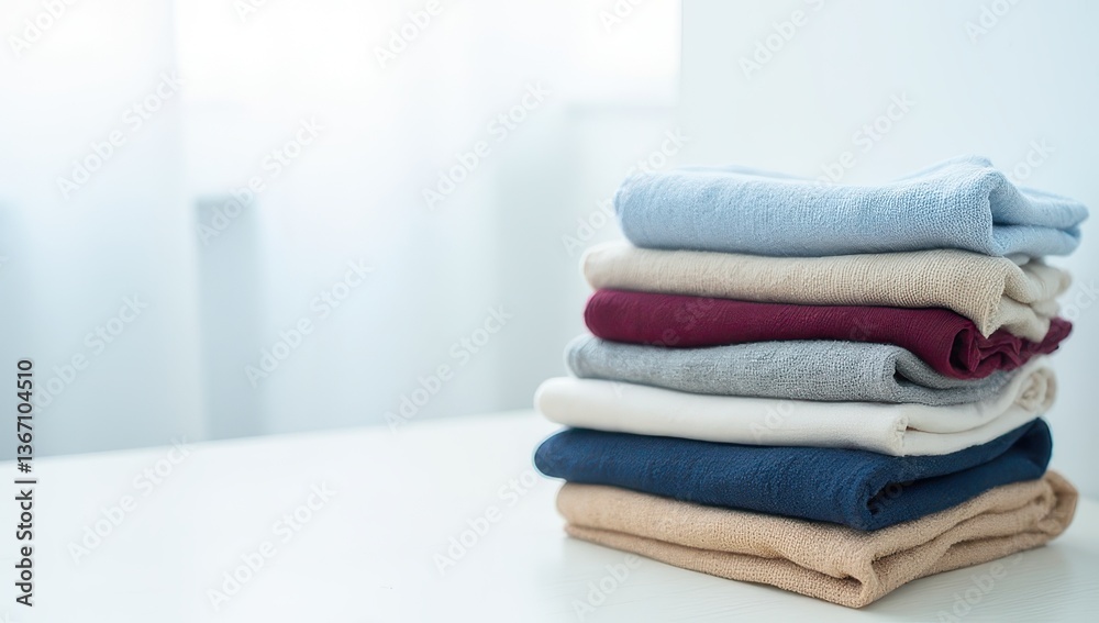 Stack of Folded Clothes in Neutral Colors Stack of Folded Clothes in Neutral Colors