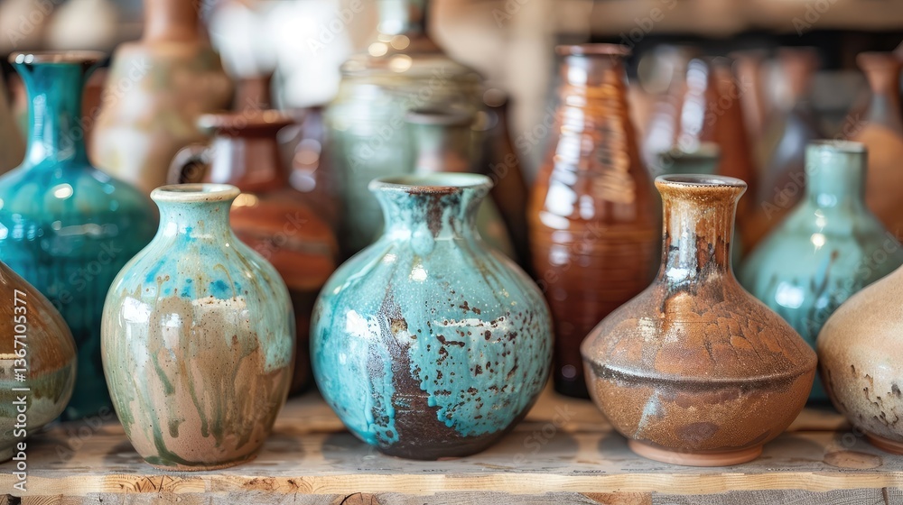 Artisan Ceramic Pots in a Variety of Colors and Shapes Artisan Ceramic Pots in a Variety of Colors and Shapes
