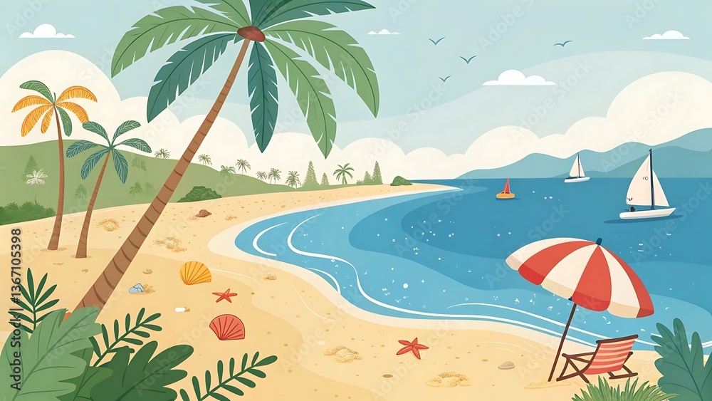 Obraz premium tropical beach with palm trees