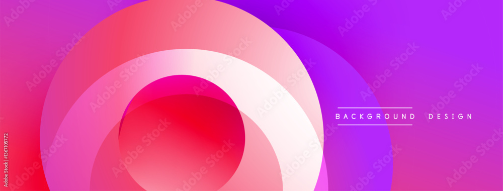 Obraz premium Layered circular shapes in vivid colors form a gradient-rich abstract design with smooth transitions, depth effects, and a modern, futuristic aesthetic