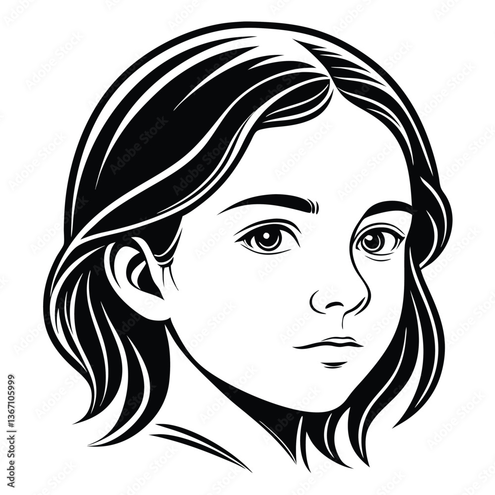 Simple Girl Face Silhouette Artistic Female Outline Simple Girl Face Silhouette Artistic Female Outline
