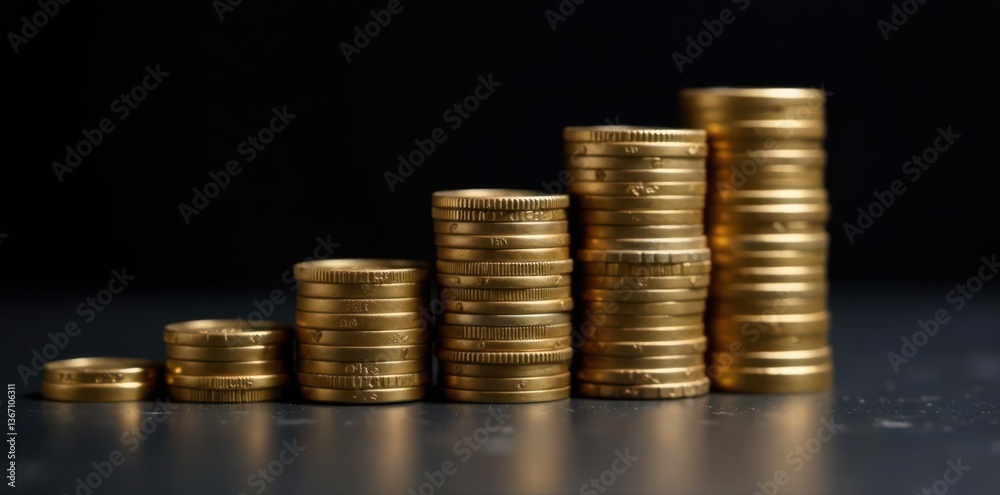 British currency coins stacked against black, studio shot, pound, stack, UK British currency coins stacked against black, studio shot, pound, stack, UK