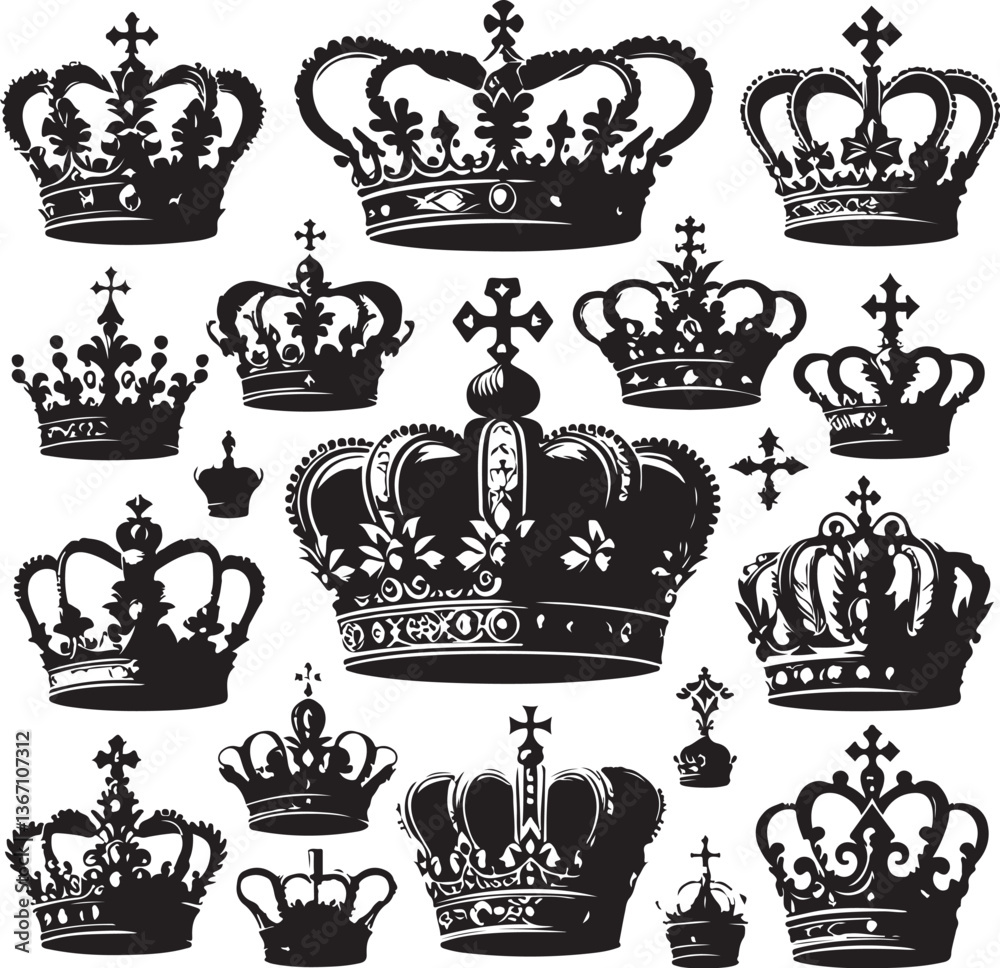 : Elegant Crown King Element Vector Collection : Elegant Crown King Element Vector Collection