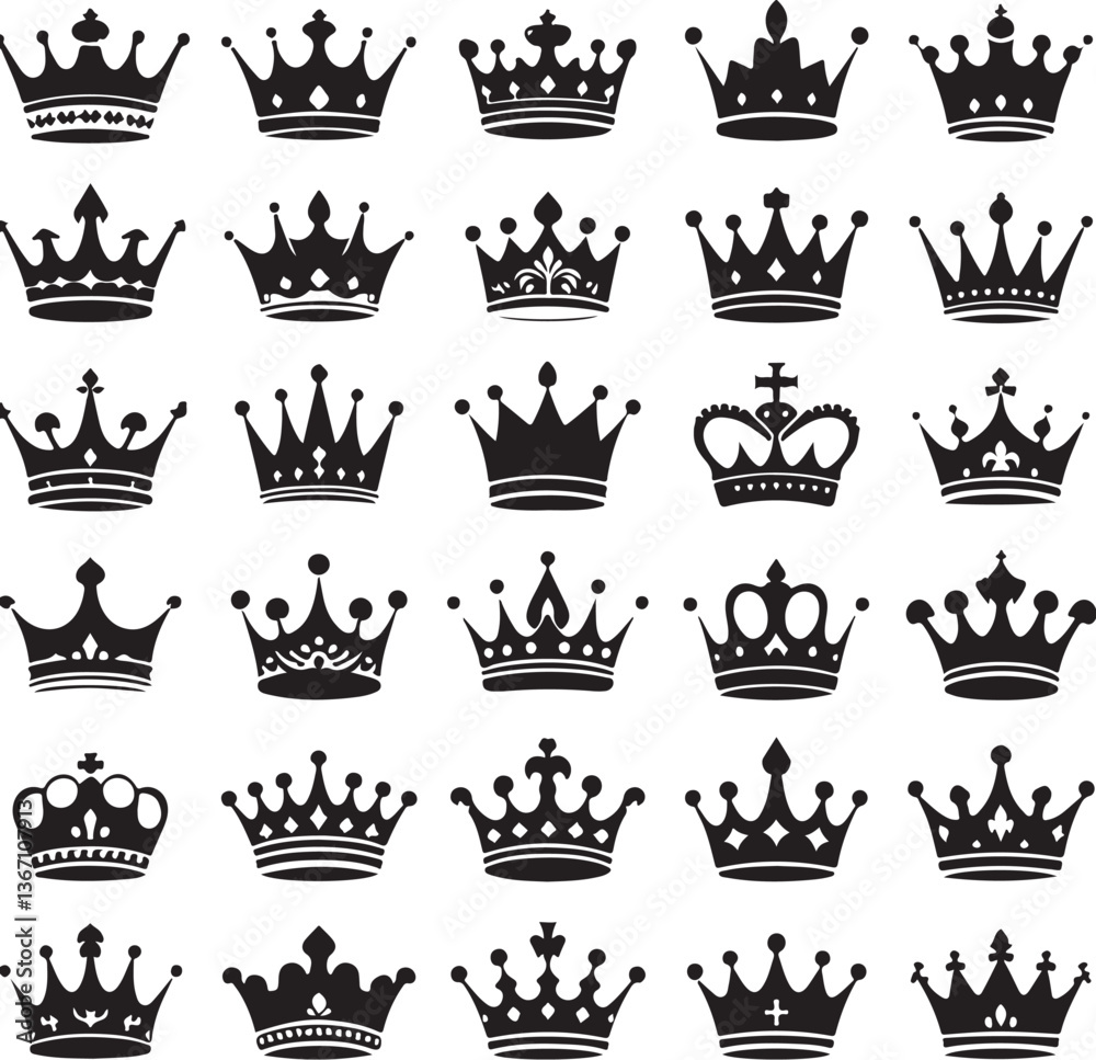: Elegant Crown King Element Vector Collection : Elegant Crown King Element Vector Collection
