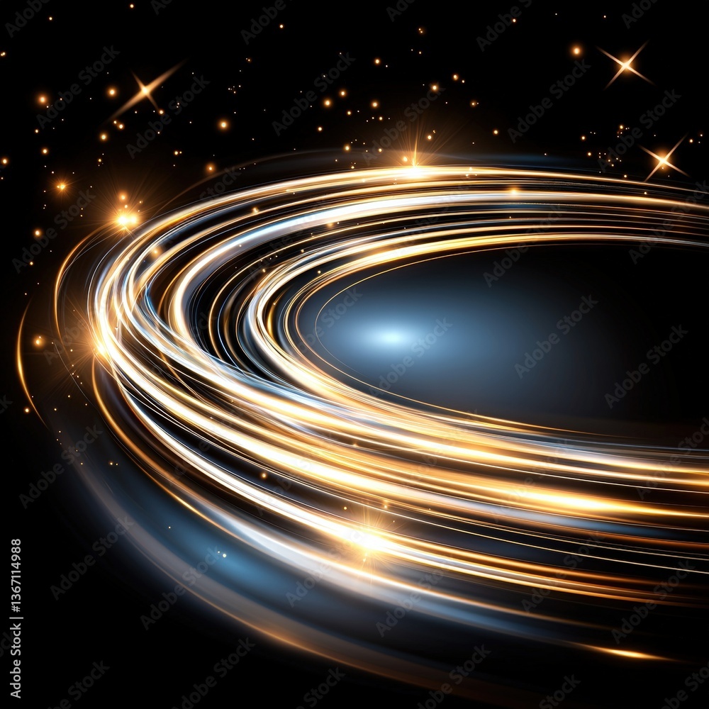 Naklejka premium Captivating spiral of light forming an artistic pattern against a dark background creating motion