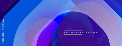 Circular abstract design with overlapping translucent circles and round shapes, blending gradients and smooth curves, creating depth, contrast, and a dynamic visual effect