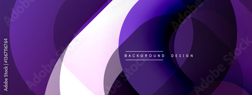 Circular abstract design with overlapping translucent circles and round shapes, blending gradients and smooth curves, creating depth, contrast, and a dynamic visual effect
