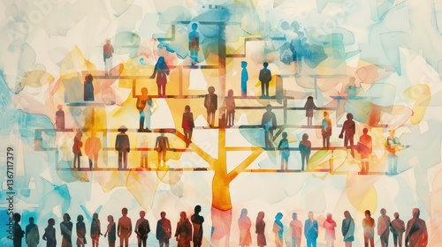 Abstract Family Tree Illustration with Generations