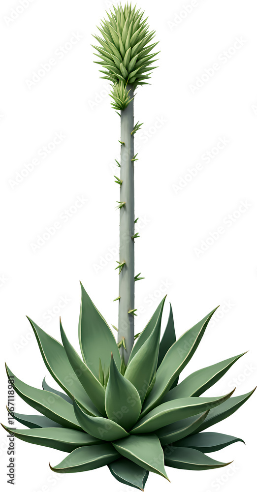 Fototapeta premium Agave Plant with Spikes, Transparent Background