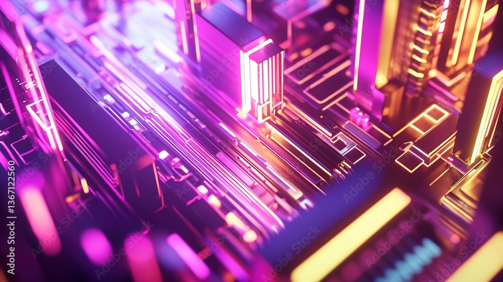 A vibrant futuristic cityscape pulses with neon energy, a dazzling display of interconnected structures glowing with pink and gold lights. A vibrant futuristic cityscape pulses with neon energy, a dazzling display of interconnected structures glowing with pink and gold lights.