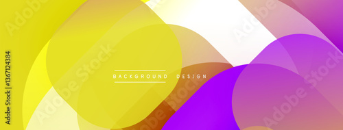 Circular abstract design with overlapping translucent circles and round shapes, blending gradients and smooth curves, creating depth, contrast, and a dynamic visual effect