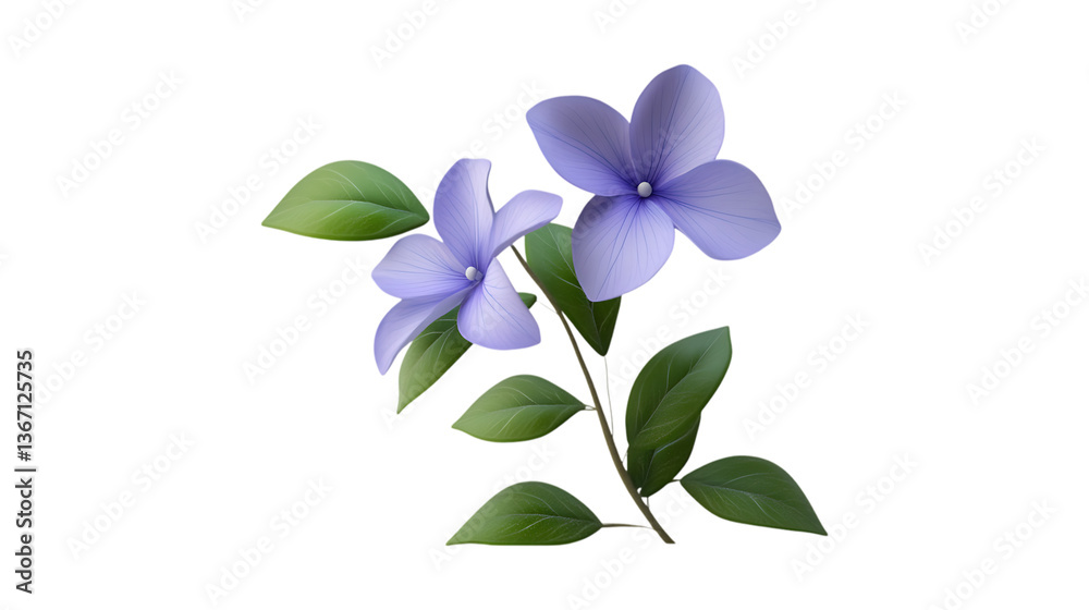 3D rendering Periwinkle flower isolated on png 3D rendering Periwinkle flower isolated on png