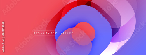 Circular abstract design with overlapping translucent circles and round shapes, blending gradients and smooth curves, creating depth, contrast, and a dynamic visual effect