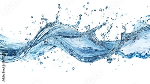 Blue water swirl splash with little bubbles isolated on clear png background, liquid flowing in form of wave, with Generative Ai. illustration