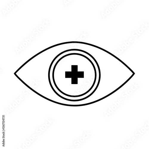 Eye Icon with Plus Sign, Representing Medical Vision