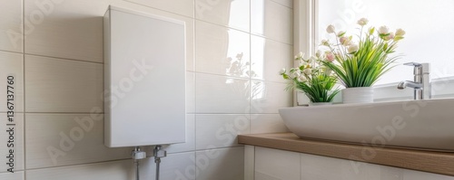 Contemporary bathroom design featuring an electric water heating boiler.