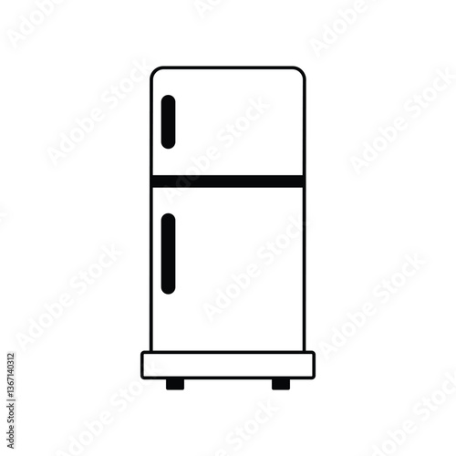 refrigerator glyph outline icon with white background vector stock illustration