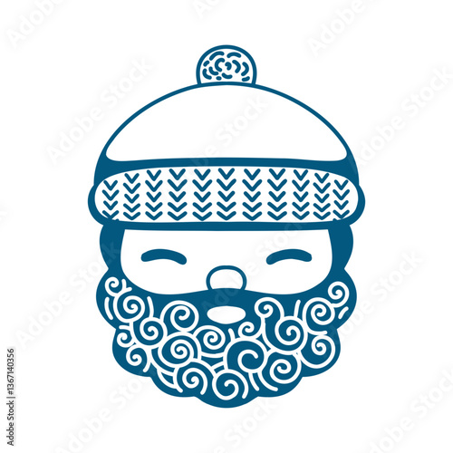 Hand drawn outline santa design element. Holiday ornament sketch doodle.Vector illustration for decorate Christmas cards, banners, background