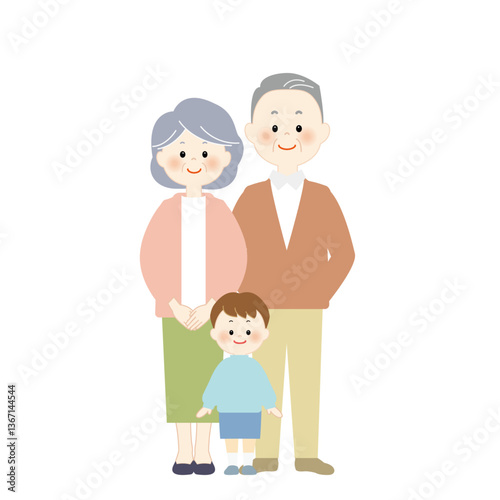 孫と老夫婦　全身