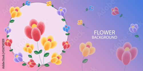 Flower soft background, Pink and blue sky, Modern summer and spring wallpaper 