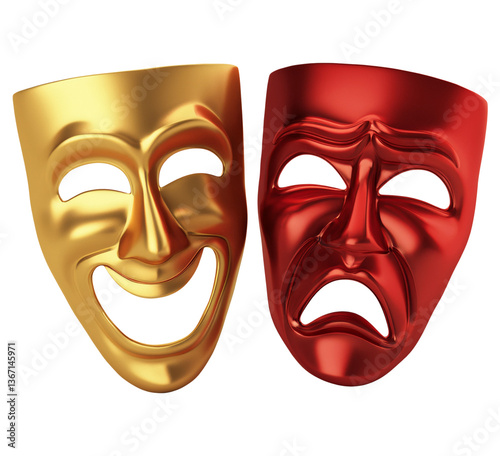 comedy and tragedy masks isolated on transparent background photo