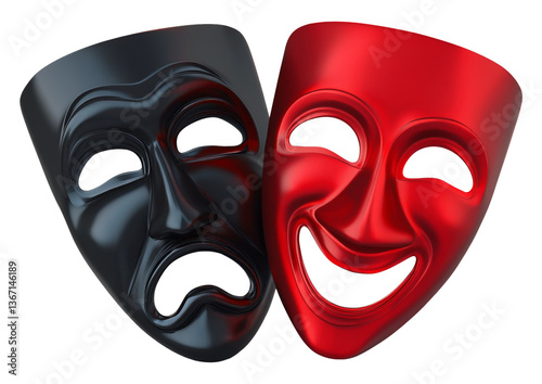 comedy and tragedy masks isolated on transparent background
