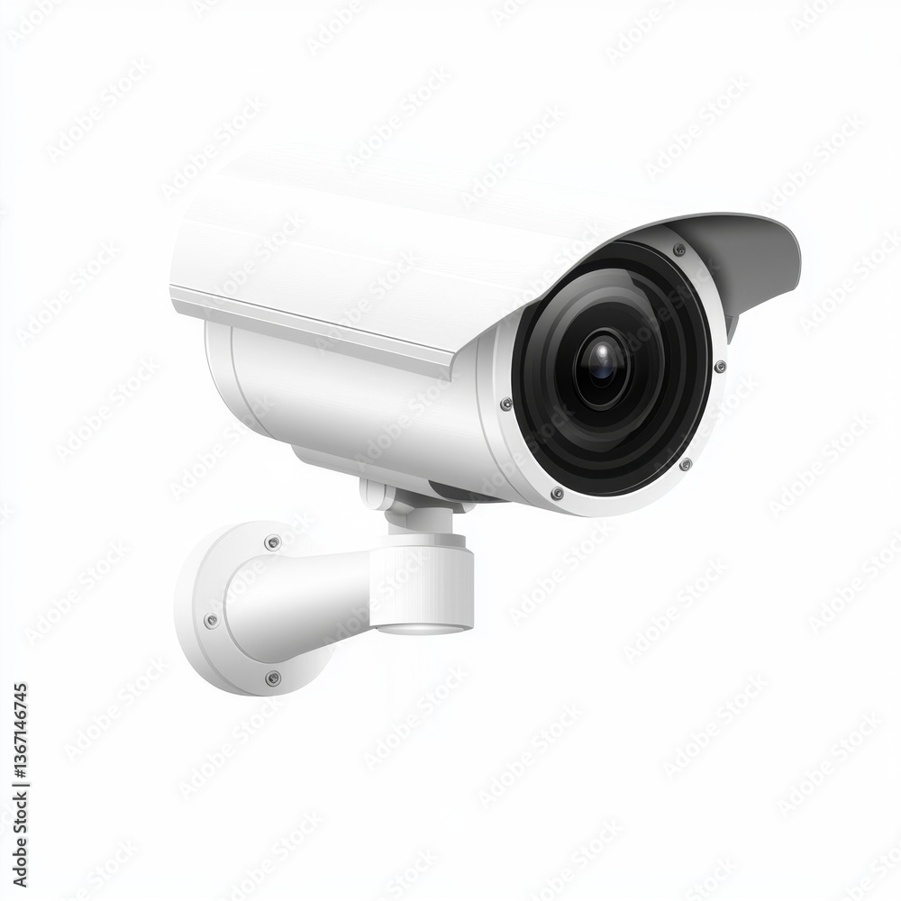 Isolated security camera, wall mount, white, surveillance Isolated security camera, wall mount, white, surveillance