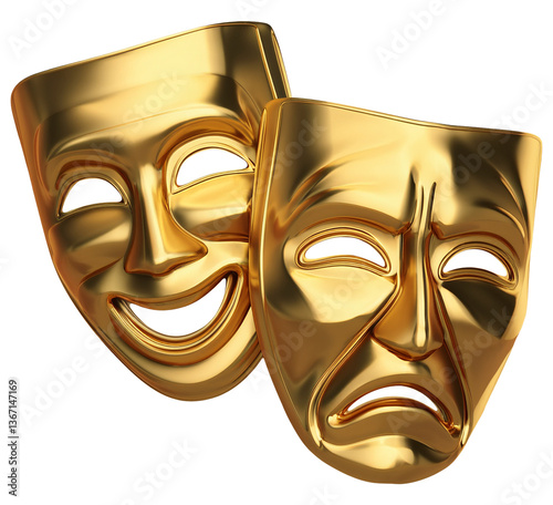 comedy and tragedy masks isolated on transparent background photo